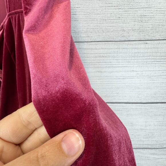 Ava & Viv Plus Size Pink Mauve Velvet Rose Long Sleeve Dress Size 2X - Picture 9 of 10